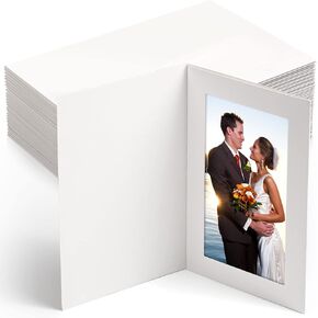 150 Pack Photo Folders Cardboard Picture Frame Photo Frame Note Cards Cardboard Folders Paper Greeting Cards Inserts for Portraits Christmas Wedding Graduation(4 x 6 Inch,White)