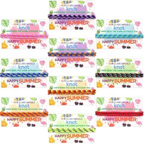 WorldBazaar End of Year Gifts for Kids Bulk 30 Sets Graduation Knot Bracelets 2025 with Cards for Students Friendship Bracelets Classroom Kindergarten Summer Grad Gifts