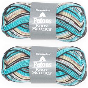 Patons Kroy Socks Yarn, 2-Pack, Turquoise Jacquard