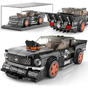 Mould King 27024 Mustang Speed Champion Car Building Blocks Set & Display Case，DIY Cool Vehicles Model Toys Birthday Gifts for Adults/Teens/Kids, Creative Classic Race Cars for Boys Age 8-12 (408Pcs)