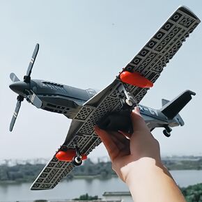 Uvini Military Fighter Jet P-51 Mustang Fighter Air Force Building Block Set (258Pcs) Army Aircraft Model Airplane Building and Military Toys Gifts for Kid and Adult