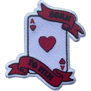 Born to Win Patch Patch, Size 3" Iron Patch or Sew On Patches for Backpacks Jeans Hats Clothes, Ace of Hearts Playing Card Embroidery Fabric Patches, Applique Patches, Funny Gift for Adults