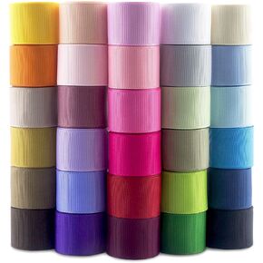أشعة الصيف 60 ياردة (30 × 2 ياردة) Grosgrain Ribbon 1 بوصة (25 مم) حزمة قيمة ألوان مختلطة