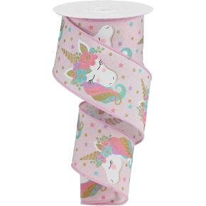 Unicorn Wired Ribbon: Pink, Expressions 2.5" x 10 Yards, Whimsical
