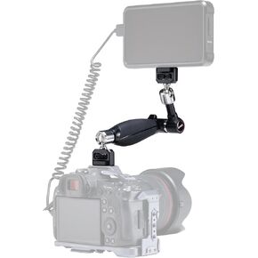R098 Cold Shoe Monitor Mount 1/4" Rotatable Dual Ballhead Hot Shoe Mount Microphone Fill Light Camera Monitor Swivel Bracket for Sony/Canon/Nikon/Panasonic/Fujifilm