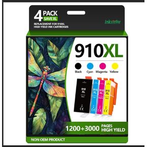 910 XL 910XL حبر الحبر حزمة التحرير والسرد متوافقة مع حبر HP 910 XL اللون الأسود المتوافق مع HP Officejet Pro 8010 8018 8020 8022 8025 8035 8030 الطابعة (4 عبوة