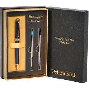 Stunning Ballpoint Pen with 24K Gold Trim, Switzerland Tip Point with Refills, Luxury Ball Point Pen Gift Set for Men Women, Nice Writing Pens for Drawing Chirtmas Black