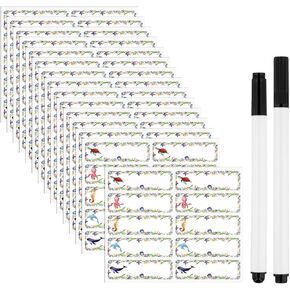 100pcs اسم العلامات للملابس ، ملصقات العلامات الملصقات المخصصة ، ملصقات الملابس لأطفال التمريض أو أطفال الرعاية النهارية ، طوابع توقيع اللوازم المدرسية اللطيفة مع أقلام علامة ماء 2 في المائة