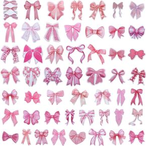 100 pcs coquette coquette bows ملصقات الوردي أقواس الوردي صائق ملصق القوس مقاوم للماء للفتاة