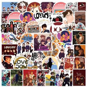 62Pcs Lovejoy Stickers Pack, Cute Cartoon Vinyl Waterproof Sticker Decals for Water Bottle, Laptop, Phone, Scrapbooking, Journaling Choice for Adults for Party Supply Decor