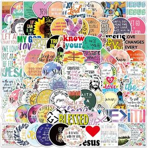 100pcs ملصقات مسيحية ، ملصقات آية للكتاب المقدس لزجاجات المياه ، ملصقات الإيمان الملهمة ، ملصقات تحفيزية يسوع الدينية للكمبيوتر المحمول ، شارات القصاصات ، هدايا عيد الميلاد