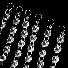 JOIKIT 52 Feet Crystal Garland Strand, Crystal Hanging Chandelier Gem Bead Chain, 14mm Clear Octagon Prism Diamond String for Lamp, Wedding, Lobby