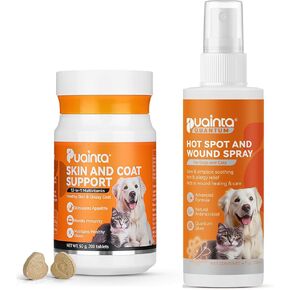 Itch Relief and Hot Spot Treatment for Dogs, itamins and Supplements, 12-in-1 Multivitamin for Skin & Coat Support for Dogs and Cats, Boots Immunity, Maintains Vision Healthy Treats