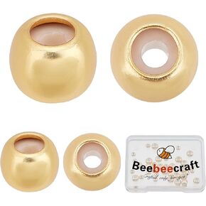 Beebeecraft 40Pcs 4mm 6mm Round Stopper Beads 18K Gold Plated Slider Insert Rubber Stopper Positioning Spacer Beads for DIY Jewelry Making