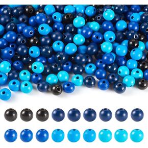 Cheriswelry 240Pcs 16mm Natural Wood Beads Wooden Farmhouse Beads Round Wooden Craft Beads Garland Braids Macrame Loose Spacer Beads for Keychain Lanyard Necklace Bracelet (Blue)