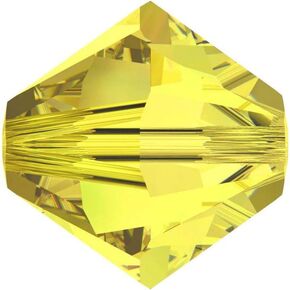 200pcs preciosa أصيلة 4 مم (0.16 بوصة) حبات بيكون صغيرة ذات جوانب بيكون فضفاضة الصفراء المتوافقة مع Swarovski 5301/5328 لصنع المجوهرات DIY قبل B429