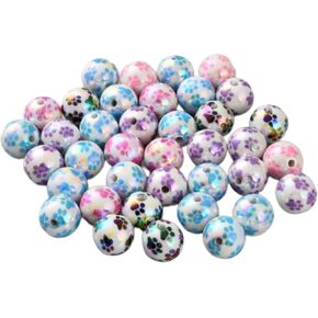 DanLingJewelry 50Pcs AB Color Cat Dog Paw Print Bubblegum Beads 16mm Round Acrylic Chunky Animal Footprint Beads for DIY Jewelry Making