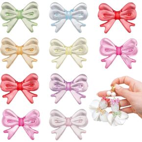 100pcs Bow Beads, 18x15mm Acrylic Bow Beads for Bracelets Cute Aesthetic Beads Colorful Bowknot Charms Accessories Spacer Hole Beads for DIY Craft Jewelry Making Bracelets Necklace Earrings Keychain