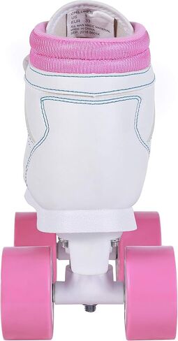 Chicago Girls Sidewalk Roller Skate - White Youth Quad Skates, High-Top Roller Skates for Kids, Beginner-Friendly with Durable Polyurethane Wheels, Indoor & Outdoor Roller Skating Size 1 in Saudi Arabia