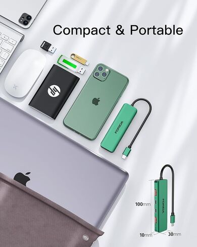 USB C Hub, 10Gbps USB C Splitter for Laptop, 2 USB C 3.2 Gen 2 and 2 USB A 3.2 Gen 2 Data Ports, 100W Power Charging, for MacBook Air/Pro, Surface Pro, XPS, PC, Flash Drive, Sansung, Dell in Kuwait