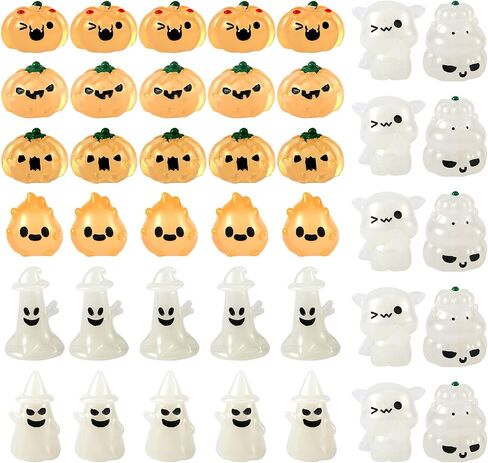 40pcs Halloween Mini Resin Figures, Halloween Statue Small Halloween Ornament Tiny Halloween Figurines Miniature Party Supply Decoration for DIY Micro Landscape (Pumpkin & Ghost) in Saudi Arabia