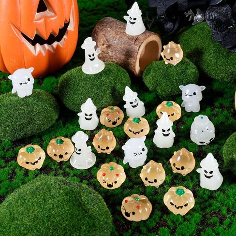 40pcs Halloween Mini Resin Figures, Halloween Statue Small Halloween Ornament Tiny Halloween Figurines Miniature Party Supply Decoration for DIY Micro Landscape (Pumpkin & Ghost) in Saudi Arabia