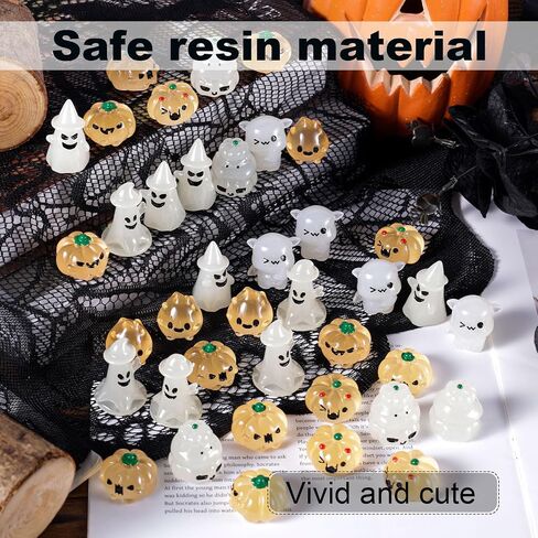 40pcs Halloween Mini Resin Figures, Halloween Statue Small Halloween Ornament Tiny Halloween Figurines Miniature Party Supply Decoration for DIY Micro Landscape (Pumpkin & Ghost) in Saudi Arabia