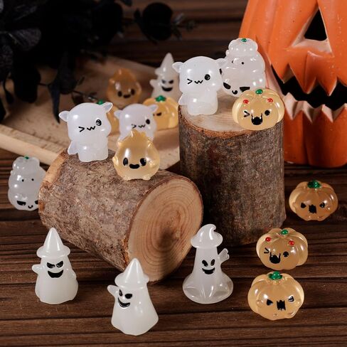 40pcs Halloween Mini Resin Figures, Halloween Statue Small Halloween Ornament Tiny Halloween Figurines Miniature Party Supply Decoration for DIY Micro Landscape (Pumpkin & Ghost) in Saudi Arabia