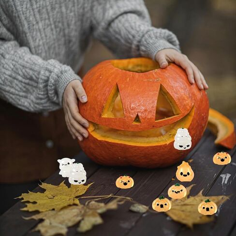 40pcs Halloween Mini Resin Figures, Halloween Statue Small Halloween Ornament Tiny Halloween Figurines Miniature Party Supply Decoration for DIY Micro Landscape (Pumpkin & Ghost) in Saudi Arabia