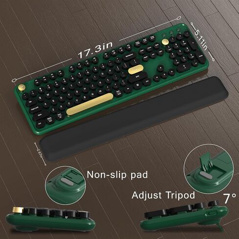 Colorful Wireless Computer Keyboard and Mouse Combo with Round Typewriter Keycaps, Retro Design, Power Switch, Ergonomic Design, 2.4GHz Wireless for Windows, Mac, PC(Black-Blue) in Kuwait
