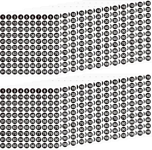 50 Sheets 1 to 100 Vinyl Consecutive Number Stickers Small Round Labels Inventory/Storage Organizing Stickers for Indoor Outdoor, Storage, Organizing, Boxes, Bins, Toolbox, Locker (White) in Kuwait
