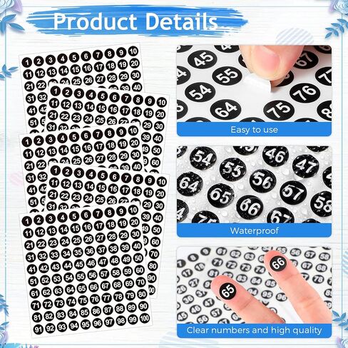 50 Sheets 1 to 100 Vinyl Consecutive Number Stickers Small Round Labels Inventory/Storage Organizing Stickers for Indoor Outdoor, Storage, Organizing, Boxes, Bins, Toolbox, Locker (White) in Kuwait