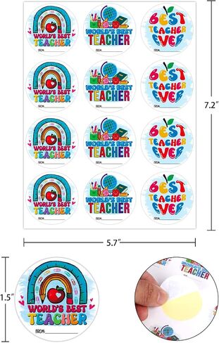 WaaHome Teacher Appreciation Stickers - 36pcs Graduation End of Year Teacher Appreciation Gift Tags Labels for Envelope Seals Card Box Party Decorations Favors, 1.5" in Saudi Arabia