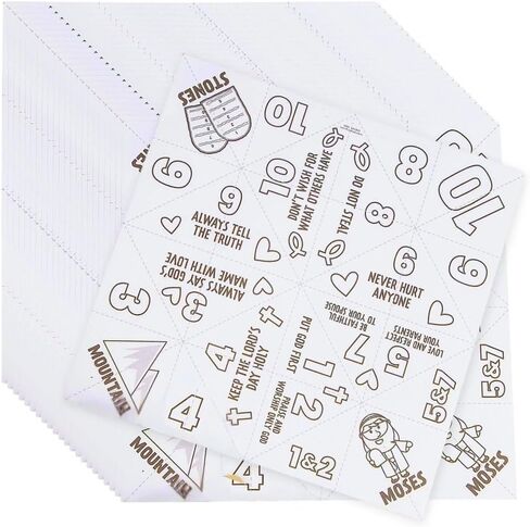 Engaging Color Your Own Ten Commandments Origami - (Pack of 48) - Perfect for Sunday Schools, Religious Education, and Craft Activities for Kids in Saudi Arabia