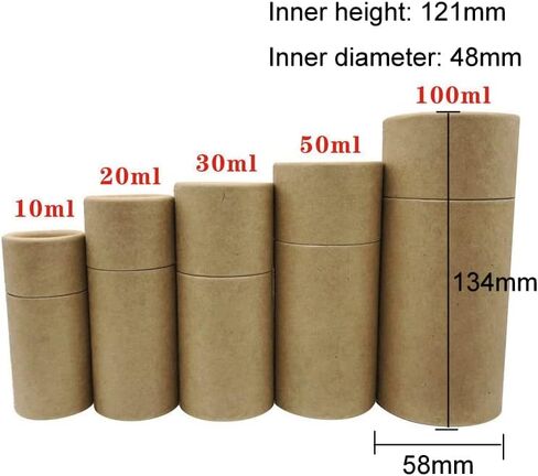 3Pcs 100ml Kraft Paper Tube Packaging Box Cardboard Deodorant Containers Kraft Paperboard Tubes Round Kraft Paper Containers Essential Oil Bottle Packaging Box for Tea Coffee Cosmetic Crafts in Saudi Arabia