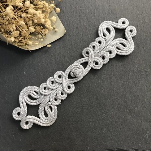 5pcs/Set Large Size 17 * 5cm DoreenBeads Gold Silver Chinese Frog Buttons Handmake Flower Fastener Button Chinese Knot Buttons DIY Cheongsam Tang Suit (Golden) in Saudi Arabia