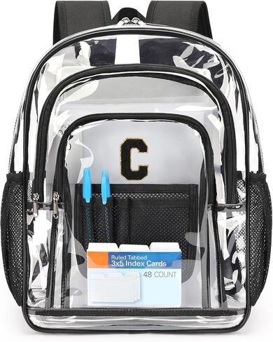 ZORFIN Clear Backpack for School: Large Clear Bookbag - Heavy Duty PVC Transparent Backpack for College Workplace Security Black in Saudi Arabia