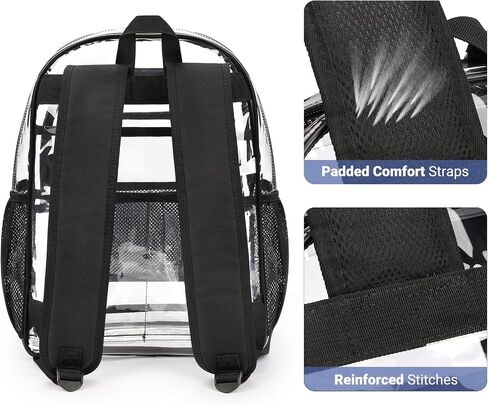 ZORFIN Clear Backpack for School: Large Clear Bookbag - Heavy Duty PVC Transparent Backpack for College Workplace Security Black in Saudi Arabia