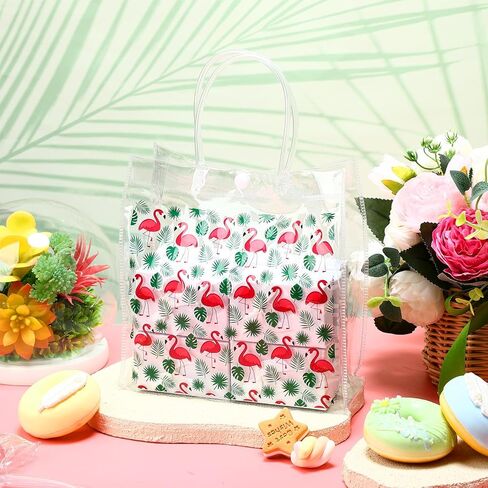 Supervitae 36 Pcs 4th of July Clear Favor Bags with Handle Reusable Red White Blue Bowknot Gift Bag Goodies Treats Totes for Independence Day Birthday Wedding Patriotic Party, 8 x 8 x 3.15 Inch in Kuwait