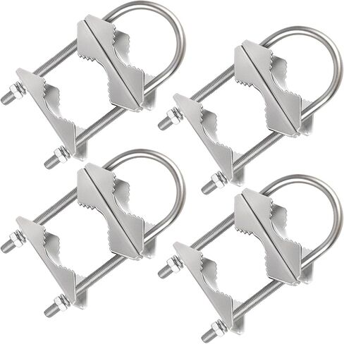 MOOKEERF Double Antenna Mast Clamp - 2 PCS Antenna Pole Mount Bracket V Jaw Block with U Bolts,Heavy Duty Mast Mount Bracket Kit in Kuwait
