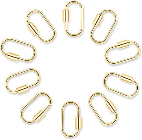 10pcs Screw Carabiner Lock Charms, Silver Necklace Lock Clip Keychain Clip Hook Metal Oval Keyring Holder Clasp for DIY Necklace Bracelets Jewelry Making(Silver) in Kuwait