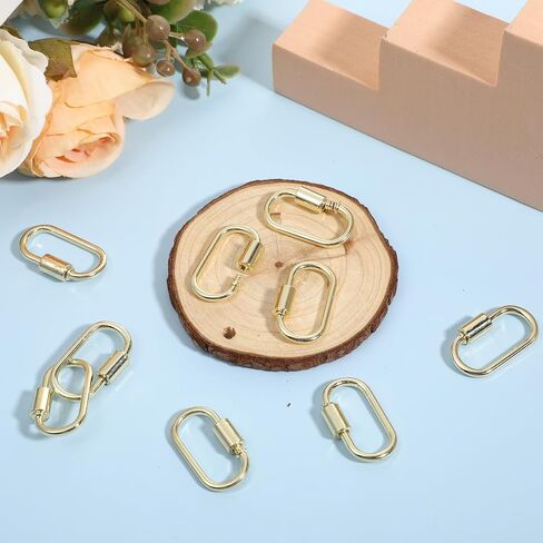 10pcs Screw Carabiner Lock Charms, Silver Necklace Lock Clip Keychain Clip Hook Metal Oval Keyring Holder Clasp for DIY Necklace Bracelets Jewelry Making(Silver) in Kuwait