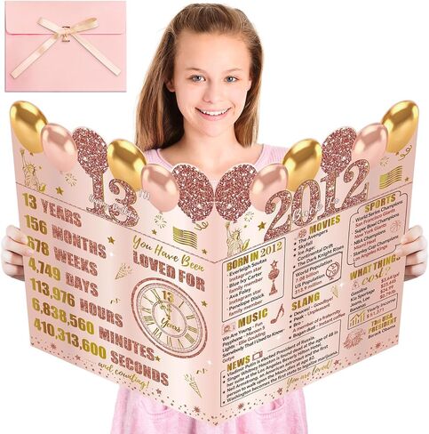 Large 16th Birthday Card for Girls With Envelope, Pink Rose Gold Back in 2009 Birthday Cards Sweet 16 Decorations Jumbo Happy 16th Birthday Greeting Card Guest Book Sixteen Party Supplies Gifts in Kuwait