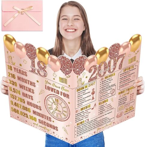 Large 16th Birthday Card for Girls With Envelope, Pink Rose Gold Back in 2009 Birthday Cards Sweet 16 Decorations Jumbo Happy 16th Birthday Greeting Card Guest Book Sixteen Party Supplies Gifts in Kuwait