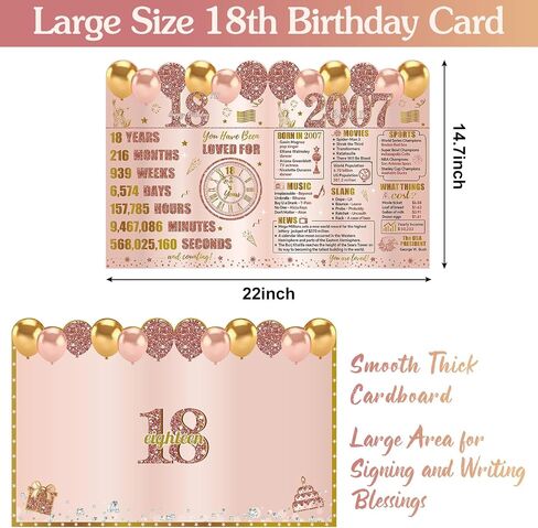 Large 16th Birthday Card for Girls With Envelope, Pink Rose Gold Back in 2009 Birthday Cards Sweet 16 Decorations Jumbo Happy 16th Birthday Greeting Card Guest Book Sixteen Party Supplies Gifts in Kuwait