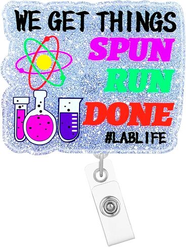Nurse Lab Tech Badge Reel Retractable Funny Nursing Badge Holder with ID Clip Accessories We Get Things Spun, Run & Done #Lablife Medical Assistant CNA RN Acrylic Name Badge Clip te8Hq in Saudi Arabia