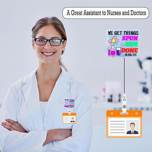 Nurse Lab Tech Badge Reel Retractable Funny Nursing Badge Holder with ID Clip Accessories We Get Things Spun, Run & Done #Lablife Medical Assistant CNA RN Acrylic Name Badge Clip te8Hq in Saudi Arabia