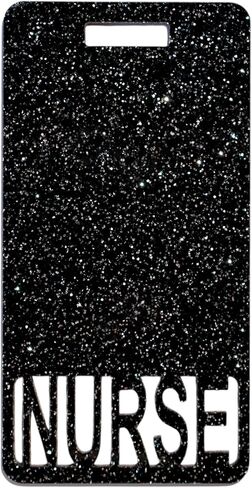 Glitter Acrylic Nurse Badge Buddy, Vertical ID Card Holder, 2.25 x 4.35 inches, Multiple Colors (Black Glitter) in Kuwait