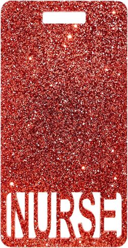 Glitter Acrylic Nurse Badge Buddy, Vertical ID Card Holder, 2.25 x 4.35 inches, Multiple Colors (Black Glitter) in Kuwait