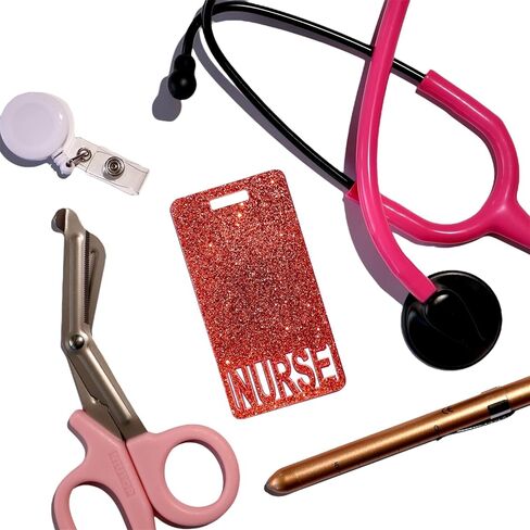 Glitter Acrylic Nurse Badge Buddy, Vertical ID Card Holder, 2.25 x 4.35 inches, Multiple Colors (Black Glitter) in Kuwait